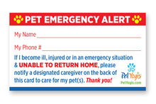 Load image into Gallery viewer, Pet Emergency Alert Card frontside - Pet Home Alone Card