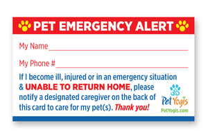 Pet Emergency Alert Card frontside - Pet Home Alone Card